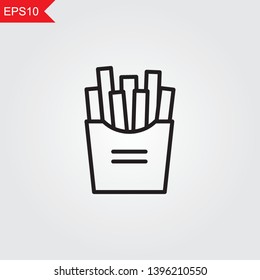 french fries thin line icon, vector illustration eps10