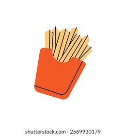 French fries. Traditional American fast food. Vector illustration.