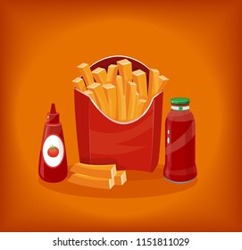 french fries, vector