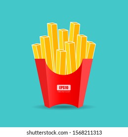 French fries vector cartoon isolated on blue background