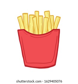 French fries. Vector color illustration in cartoon style freehand illustration. Fast food.