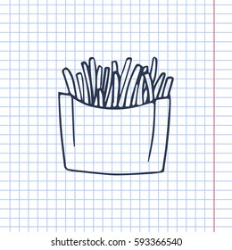 French fries vector doodle illustration