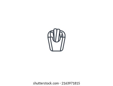 Emoticono plano vectorial Fries francés. Isolación de la ilustración emoji de los Fries franceses. Icono de Fries en Francia
