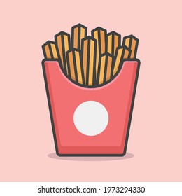 French Fries Vector Icon. Fast Food Cartoon Illustration.