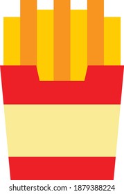 French Fries Vector Icon in Flat Style. French Fries is a dish made of potato wedges deep-fried in hot cooking oil. Vector illustration icon can be used for an app, website, or part of logo