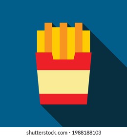 French Fries Vector Icon in Flat Style. French Fries is a dish made of potato wedges deep-fried in hot cooking oil. Vector illustration icon can be used for an app, website, or part of logo