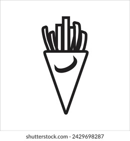 french fries vector icon line template