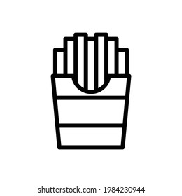 French Fries Vector Icon in Outline Style. French Fries is a dish made of potato wedges deep-fried in hot cooking oil. Vector illustration icon can be used for an app, website, or part of a logo.