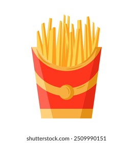 French Fries Vector Illustration. Fast Food Snack Icon in Cartoon Style