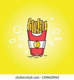 French fries. Vector illustration, flat design. French fries in paper box