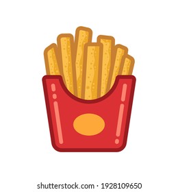 French fries. Vector illustration, flat design. French fries in paper box, isolated vector