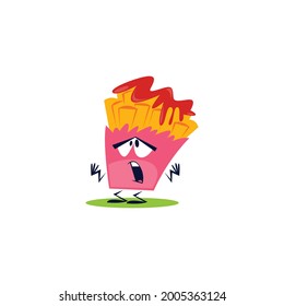 Ilustración de vectores de Fries franceses con cara de conmoción 