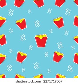 French fries vector image, fried potatoes, fast food, pattern, background