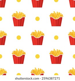 French fries vector image, fried potatoes, fast food, pattern, background