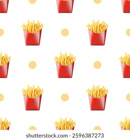 French fries vector image, fried potatoes, fast food, pattern, background
