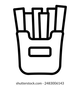 French Fries Vector Line Icon Design