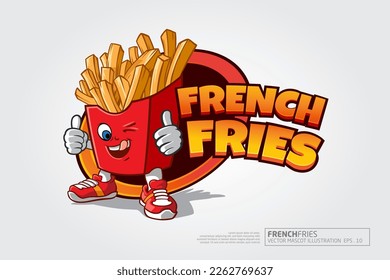 French Fries Vector Logo. Cartoon illustration of potato, for your mascot or character illustration.