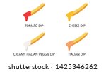 French fries vector. French fries on white background. Dip French fries set.