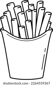 French fries. Vector outline icon.