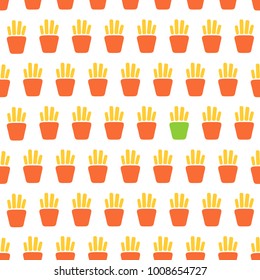 French fries vector seamless pattern. Fast food print. Hand drawn illustration.