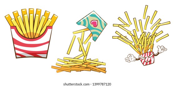 french fries vector set graphic design