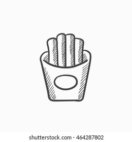 French fries vector sketch icon isolated on background. Hand drawn French fries icon. French fries sketch icon for infographic, website or app.