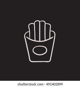 French fries vector sketch icon isolated on background. Hand drawn French fries icon. French fries sketch icon for infographic, website or app.