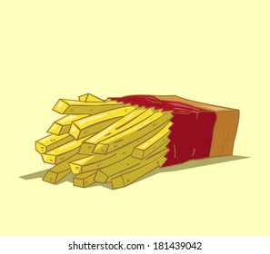 french fries vector yellow background