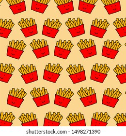 french fries vektor catoon pattern