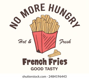 French fries water color design for t shirt. Crispy and delicious fast food artwork.