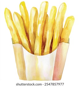 Batatas fritas aquarela clipart ilustração