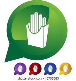 Französisch-Fries-Web-Button einzeln auf einem Hintergrund.