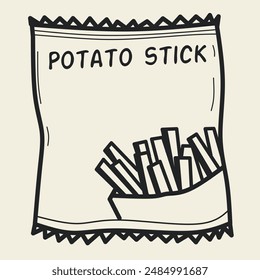 french fries wrapper sketch art vector illustration