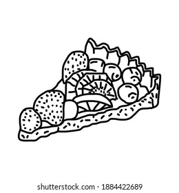 French Fruit Tart France Food Hand Drawn Icon Set Vector.