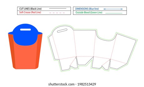 French Fry Box, French Fry Die Cut, Dieline Template And 3d Box, Color Editable And Changeable  Box