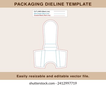 French Fry Box Dieline Template, Editable Vector File.