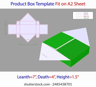 French Fry Box L 5, D 1.41, H1 8, H2 10 inches Dieline Template. Editable Vector File