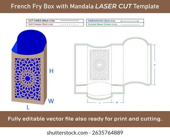 French Fry Box with Laser cut Dieline Template