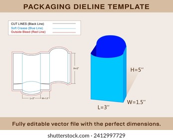 French Fry Box, Party Favor Box Dieline Template, Editable Vector File.