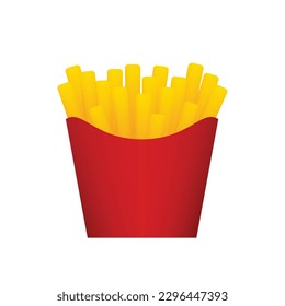 French fry potato box illustration. Takeaway fast food clipart.