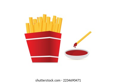 French Fry with sauce vector design.