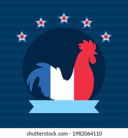 french Gallic rooster illustration design