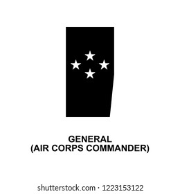 French general air corps commander military ranks and insignia glyph icon