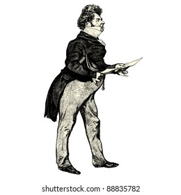 The french gentleman - Vintage engraved illustration - "Les Francais" by L.Curmer in 1842 France