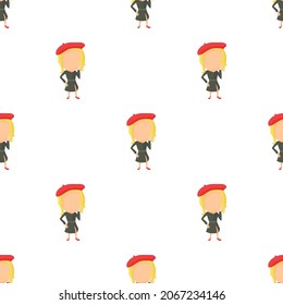 French girl pattern seamless background texture repeat wallpaper geometric vector