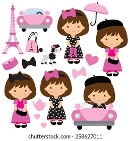 French girl vector illustration 
