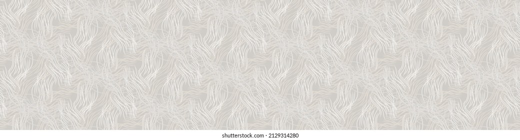  French grey doodle motif linen seamless pattern. Tonal country cottage style abstract scribble motif background. Simple vintage rustic fabric textile effect. Primitive drawing shabby chic cloth.