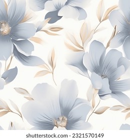 French Grey Wild Flowers Abstract Scandinavian Seamless Pattern Wallpaper Background  