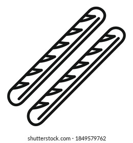 French grilled sausage icon. Outline french grilled sausage vector icon for web design isolated on white background