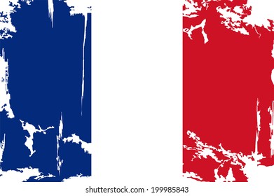 French grunge flag. Vector illustration. Grunge effect can be cleaned easily.